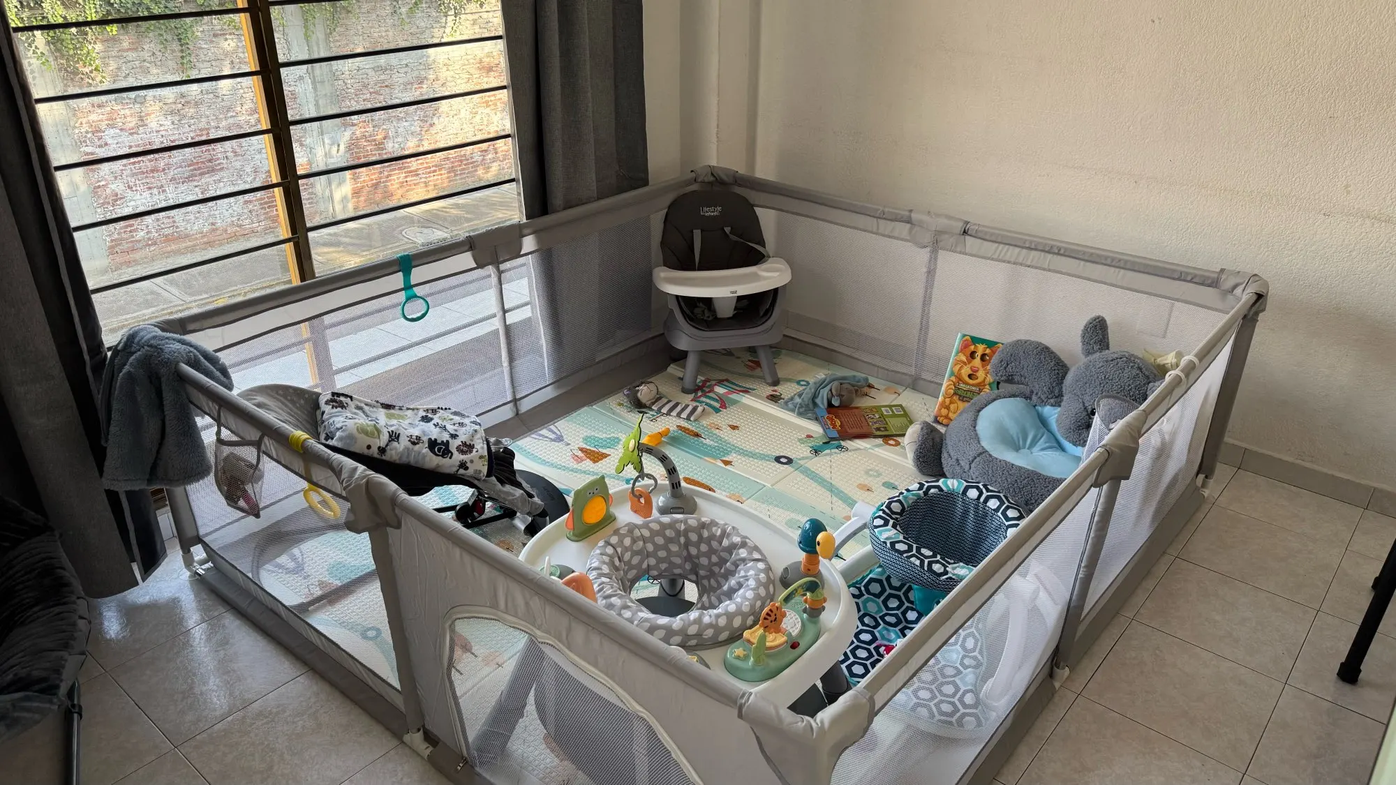 IMBABY Baby Playpen - Light Gray Play Yard with Pull Ring for Safe Play and Fun photo review