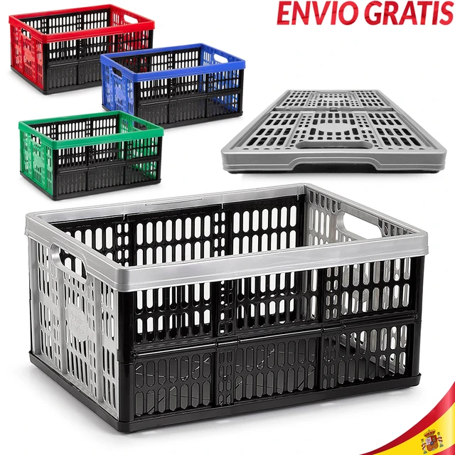 Caja plegable con asas plastico 32 Litros gris-negro