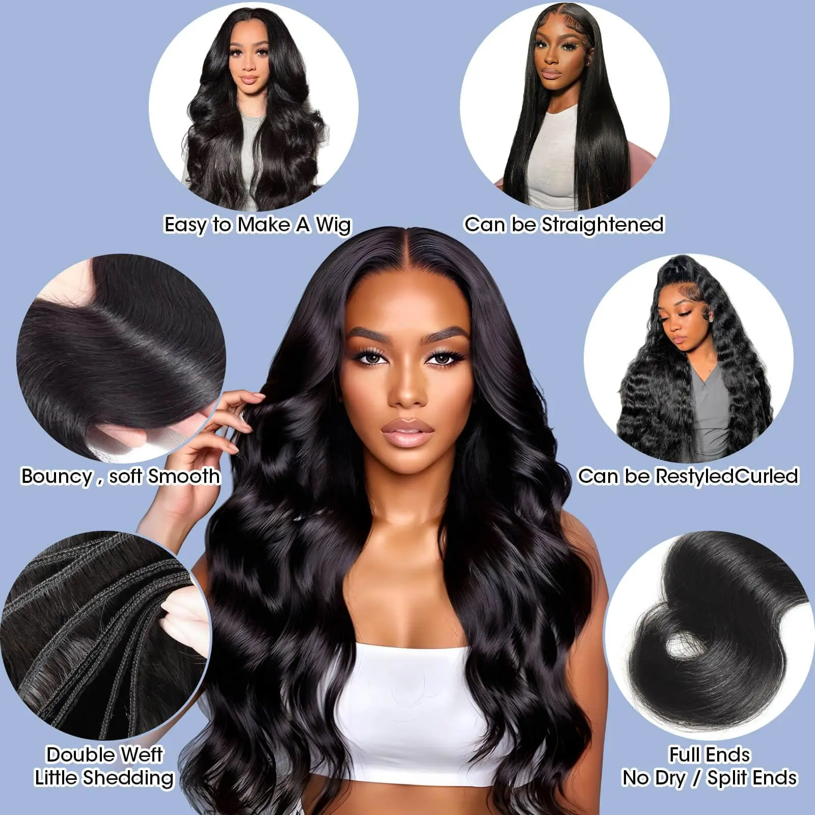 Body Wave Human Hair Bundles with Frontal Brazilian Hair 3 Bundles with 13x4 Lace Frontal 100% Natural Human Bundle