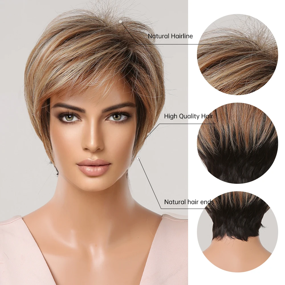 Parrucche Lunghe Dritte Color Zenzero Con Frangia Per Donna, Parrucca Sintetica Ondulata Naturale Da 26 Pollici, Capelli Resistenti Al Calore Per Cosplay Di Feste Quotidiane - Foto 7