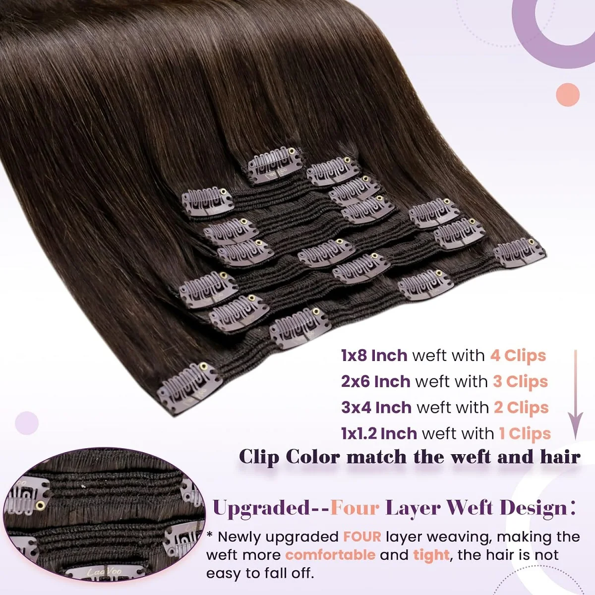 Dark Brown Clip in Hair Extensions Real Human Hair 120g 7pcs #2 Brown Remy Human Extensions Clip ins Soft Natural Straight