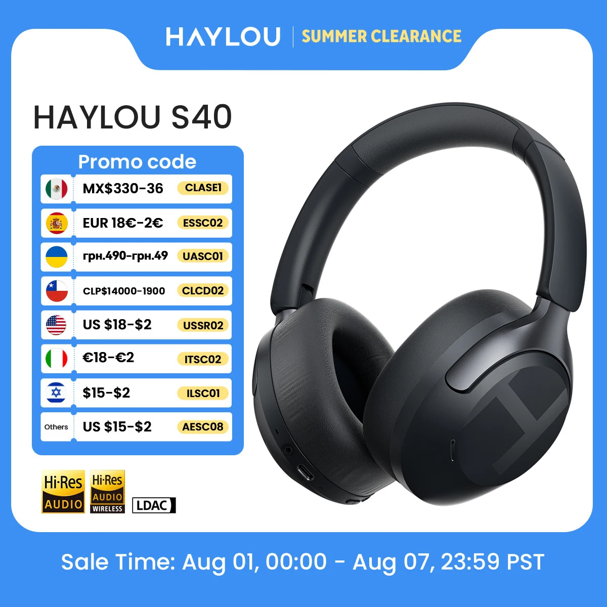 سماعات رأس لاسلكية HAYLOU S40 ANC مع خاصية إلغاء ا...