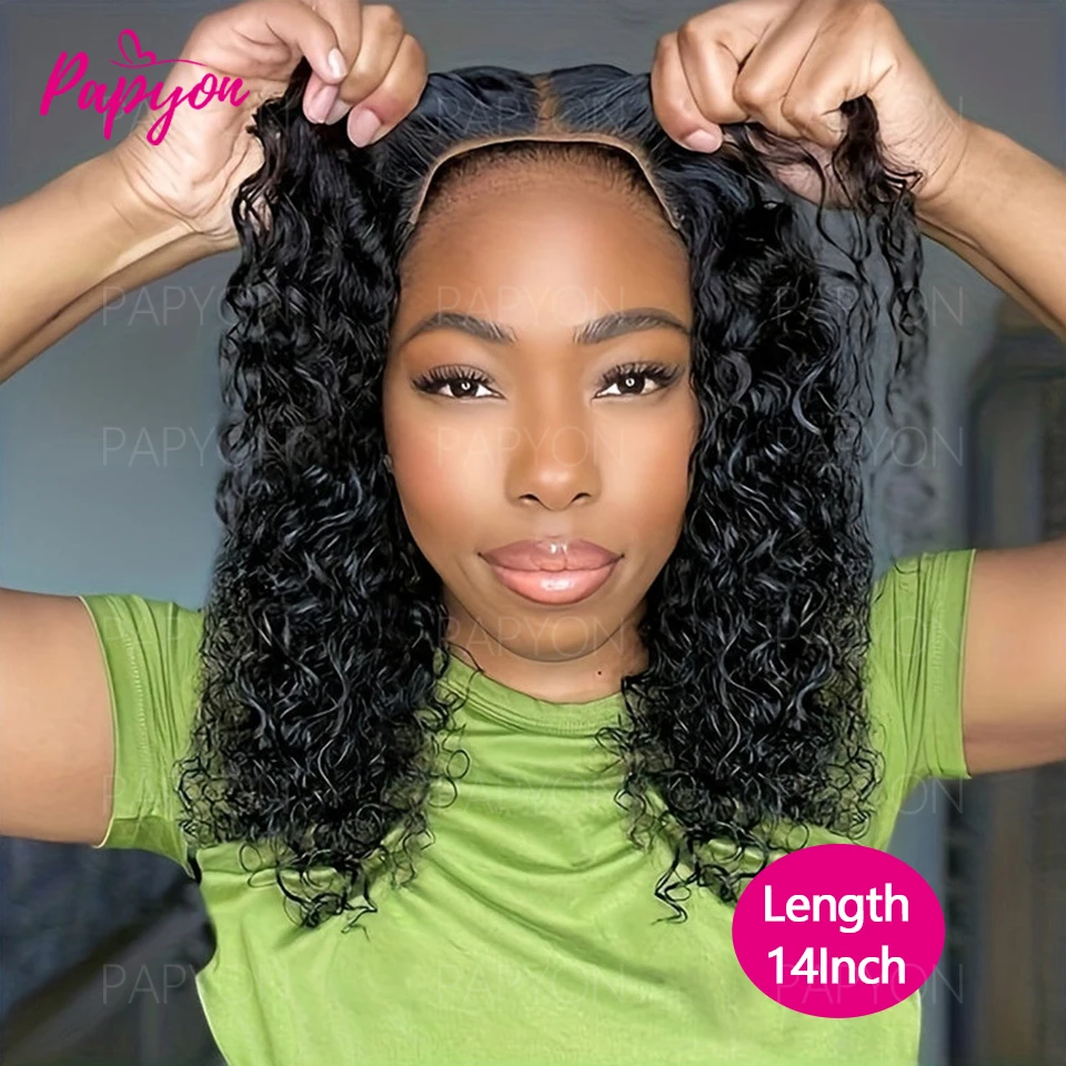 200% Density Curly Short Bob Wigs Glueless Wig Human Hair Ready To Wear Pre Plucked Pre Cut 4x4 Water Wave Wigs For Women Livraison 3 Jours France