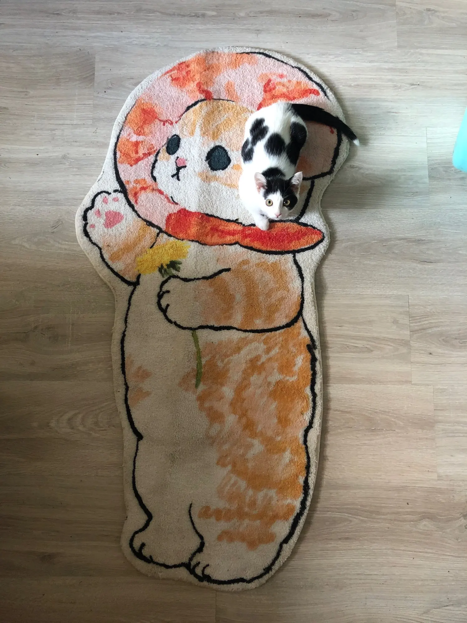 Tapis de tapis de dessin animé de chat charmant