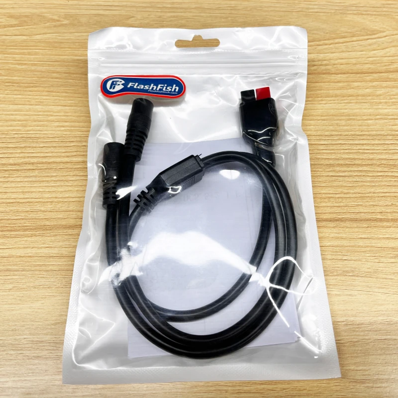 Flashfish Solar Connectors DC Y Series Cable 1 Male Anderson to Dual Female 5.5mm x 2.1mm DC Power Extension Wire 200W Max extension cable solar panel connector cable