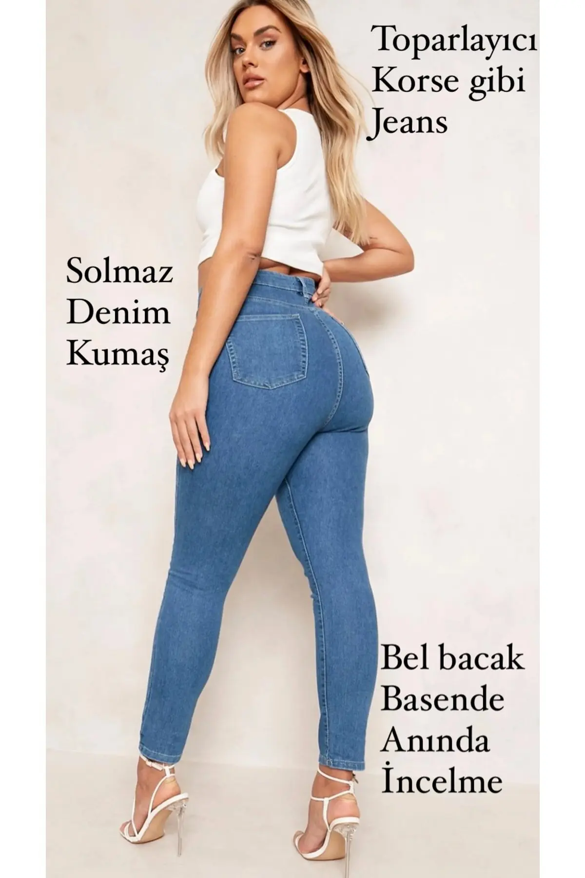 

Women's Light Blue Large Size Lycra Jeans PantsCleaning Skin Renewal Body Care Love Happiness Yakışanı Fancy
