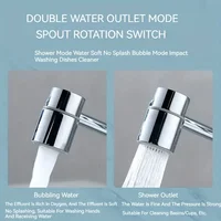 1pc 1080° Swivel Faucet Extender Universal Splashproof Dual Spray Modes Rust-proof Bathroom Sink Accessories with Adapter 2