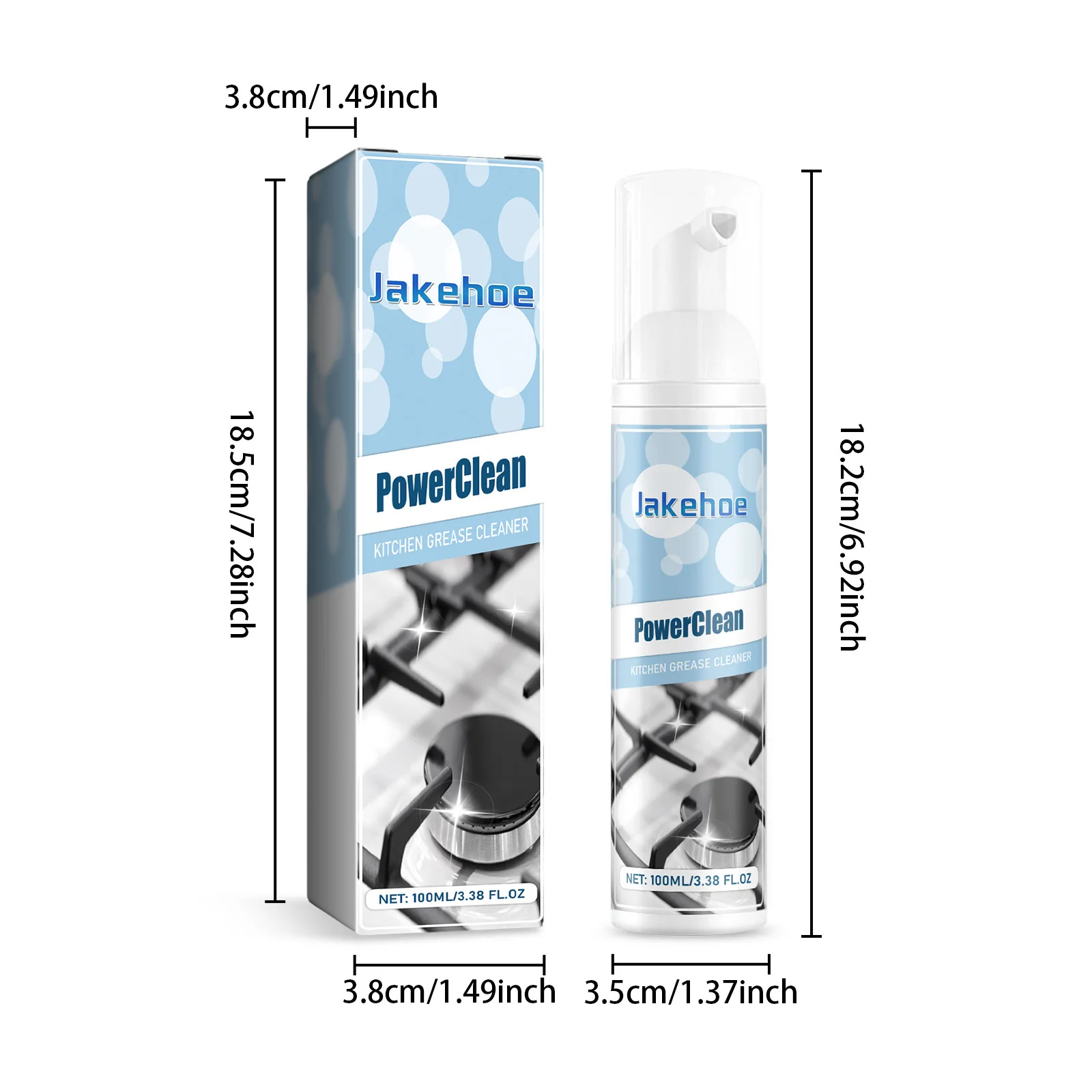 Jakehoe 100ml Kitchen Heavy Oil Foam Cleaner Oil Stain Remover Range Hood Foam Cleaning Detergent Kitchen Grease Cleaner Spray
