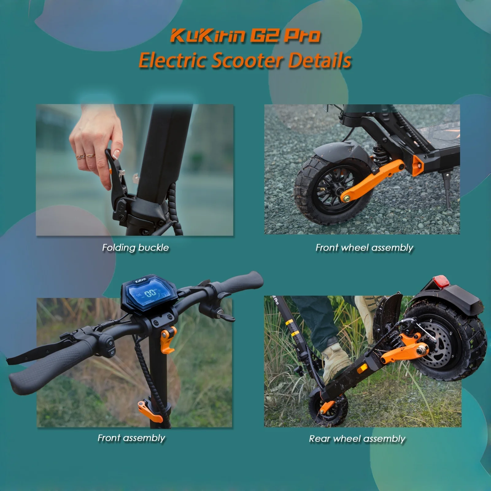 Monopattino Elettrico KUKIRIN G2PRO con Certificazione VMP DGT, Autonomia Massima 65KM, Monopattino Elettrico Portatile, Batteria ad Alta Capacità 48V15.6AH - immagine 5
