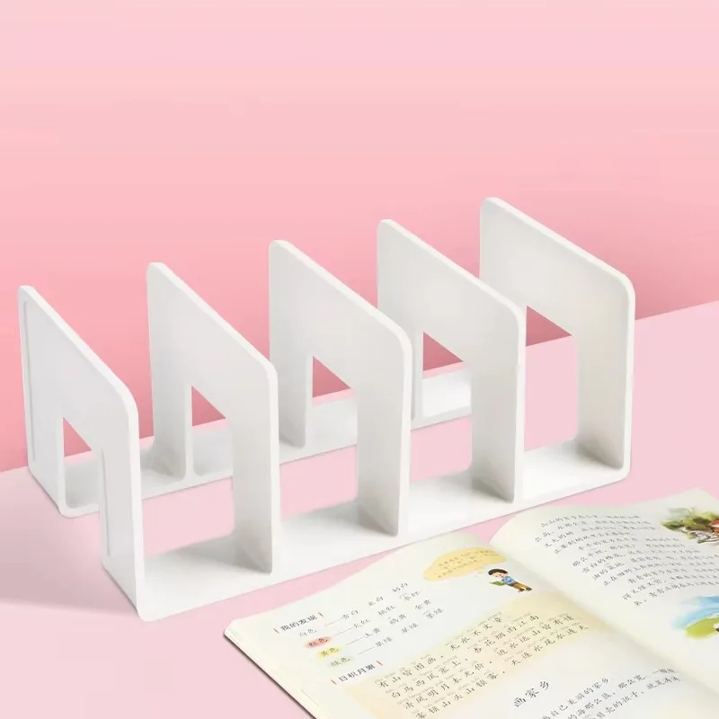Book Organizer Book Holder Book Stand Transparent Acrylic L-Type Bookend Four-Shelf Desktop File Storage Display Bookshelf Office Organizational Tool Home Use
