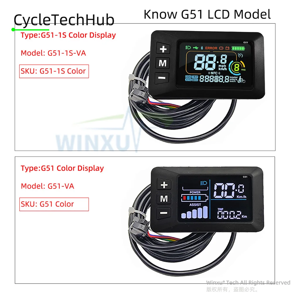 250W 13A 350W 15A 500W 전기 자전거 24V 36V 48V 브러시리스 모터 컨트롤러 드라이버 G51 컬러 LCD 디스플레이 키트 (전기 자전거/스쿠터용)