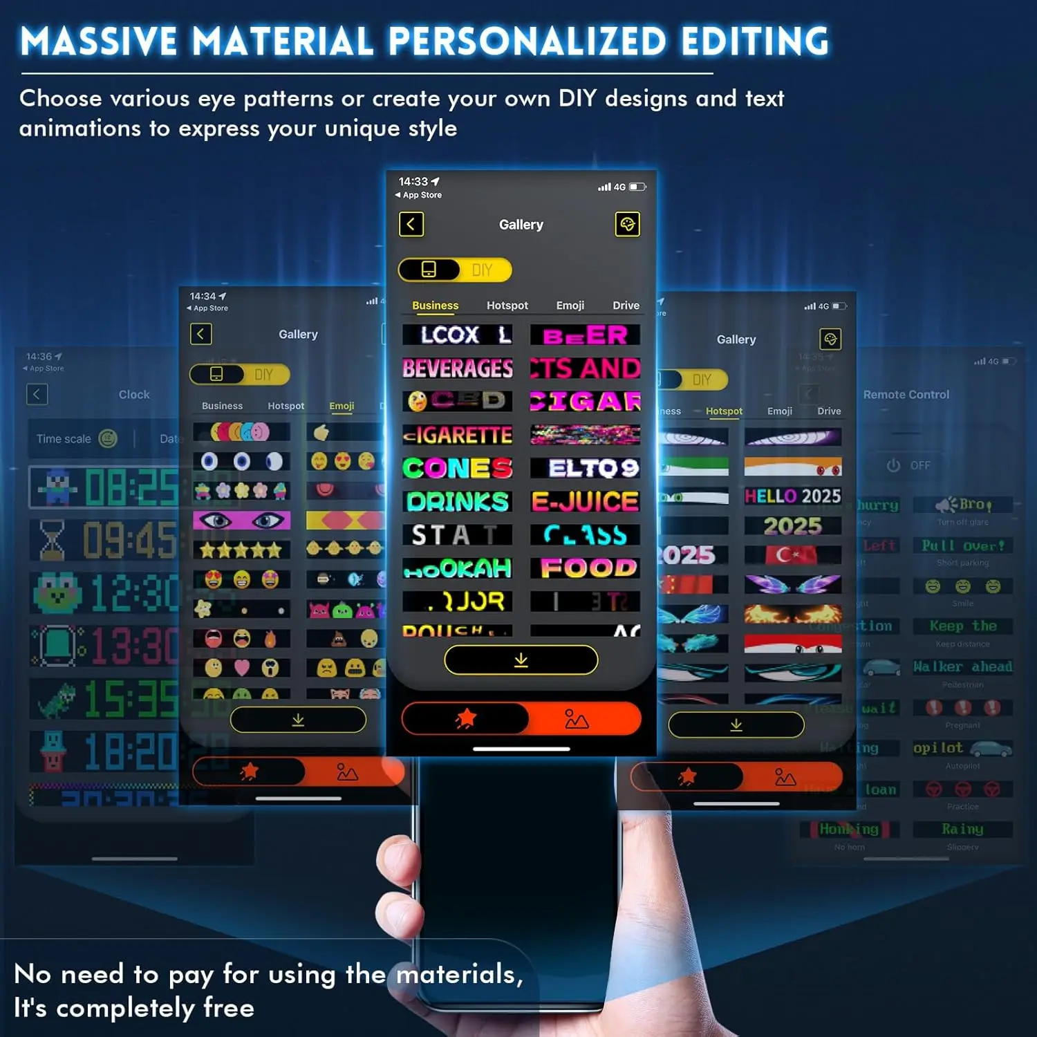 Energy-Saving and Durable LED Matrix Panel, Bluetooth APP Control, DIY Programming, Truck Eye Design, for Car Modification