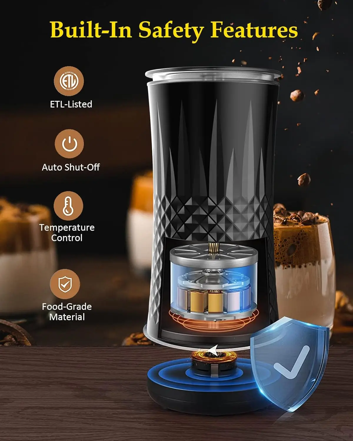 4 in 1 Electric Milk Frother And Steamer 240ml Electric Hot And Cold Milk Frother For Coffee Cappuccino Automatic Milk Frother 4