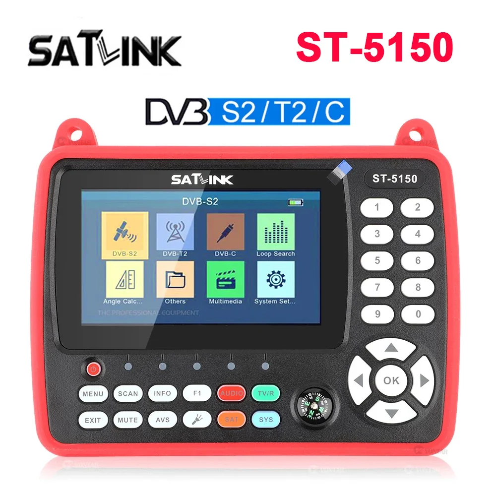 

Original SATLINK ST-5150 DVB-S2/T2/C COMBO HD Satellite Finder Meter H.265 HEVC MPEG-4 QPSK 8PSK 16APSK 4.3 Inch TFT LCD Screen