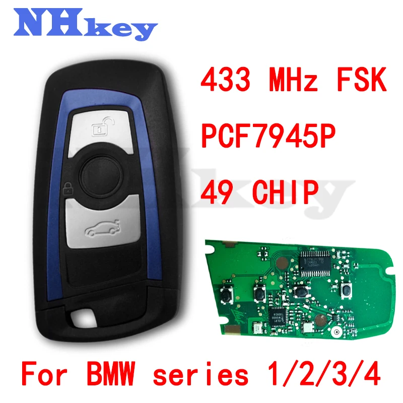 

NHKEY 3 Button Smart Card KEY With Blue Shell YGOHUF56 Keyless Entry CAS4 FEM OEM System Remote Car Key For BMW F 5 7 Series