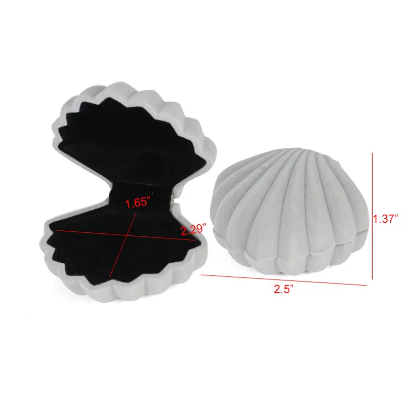 Portagioie in velluto, elegante organizer a forma di conchiglia per