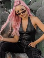 Emma Y2K PU Leather Crop Top 2