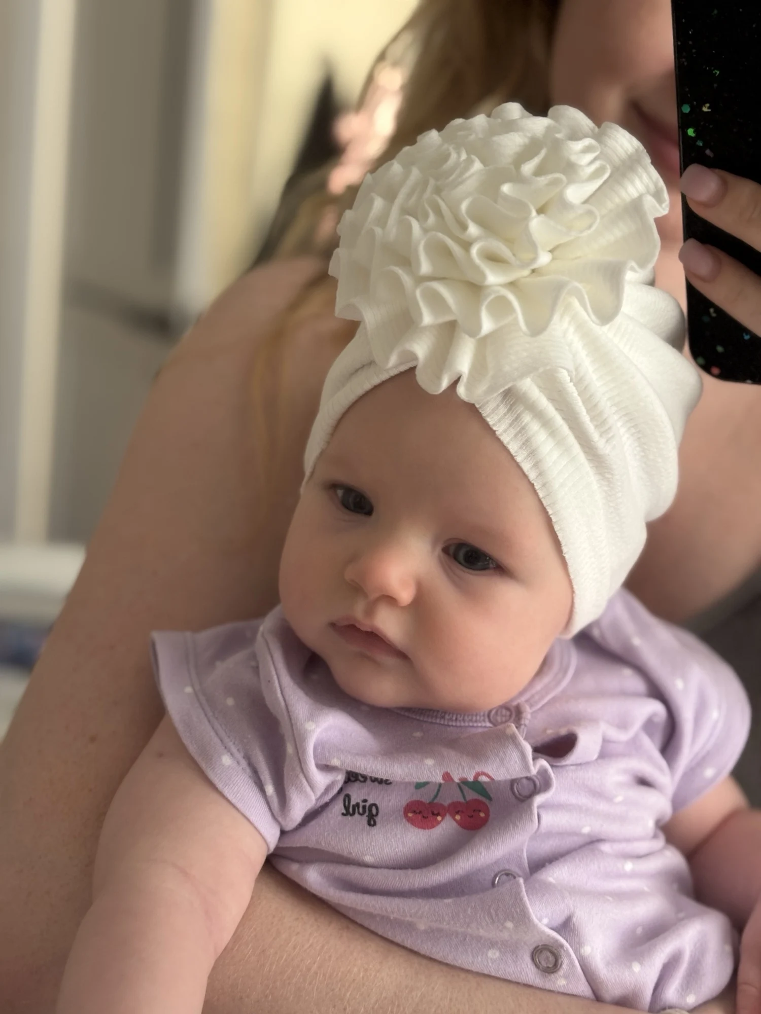Big Blossom Flower Ribbed Turban Baby Cap photo review