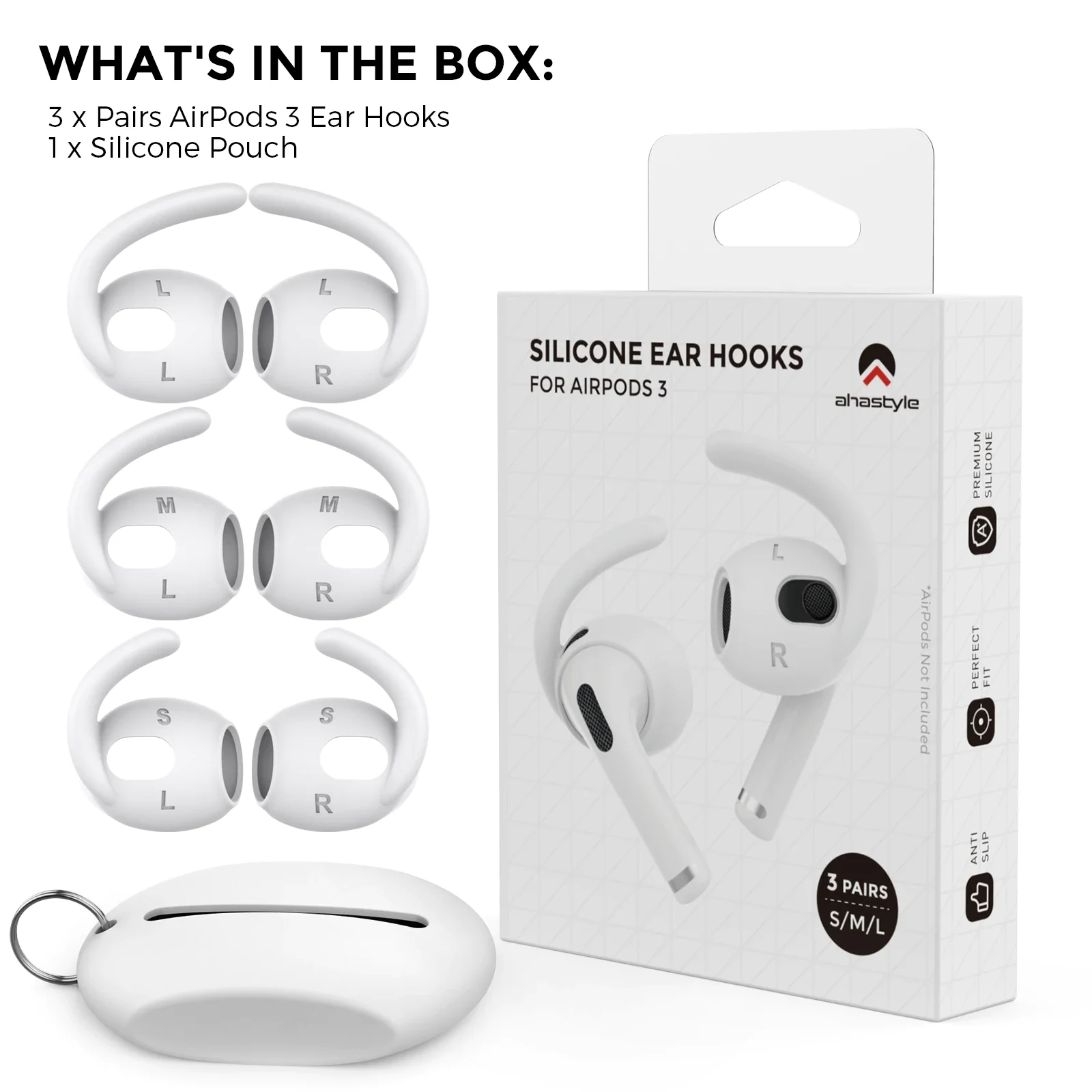 Silicone earphone pads iPhone AirPods pro ear hook 3 pairs one size - 1