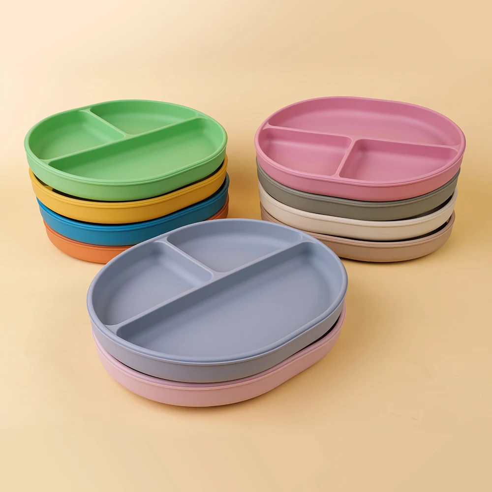 1PCS Baby Sucker Silicone Dining Plate BPA Free Children Dishes Suction Toddle Training Tableware Kids Feeding Bowls Baby Stuff 6