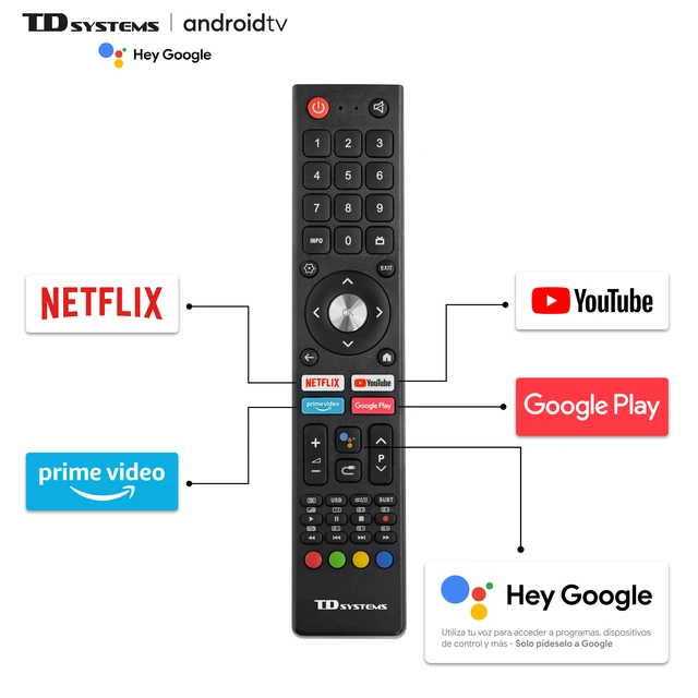 Smart TV 24 pulgadas Led HD, televisor Hey Google Official Assistant,  control por voz - TD Systems