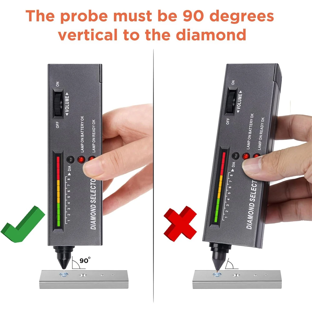 Diamond Tester 1PC Diamond Tester Pen High Accuracy Accurate Easy Distinguish LCD Display Fast Diamond Selector Tool（No battery）