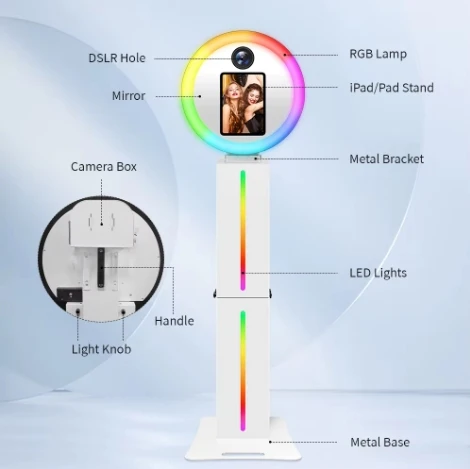 iPad Photo Booth, Selfie Maker, Adjustable Case with LED Ring Light for Events, Parties, Weddings A3e449a76724d47cc808c2c4d5bb6ae013