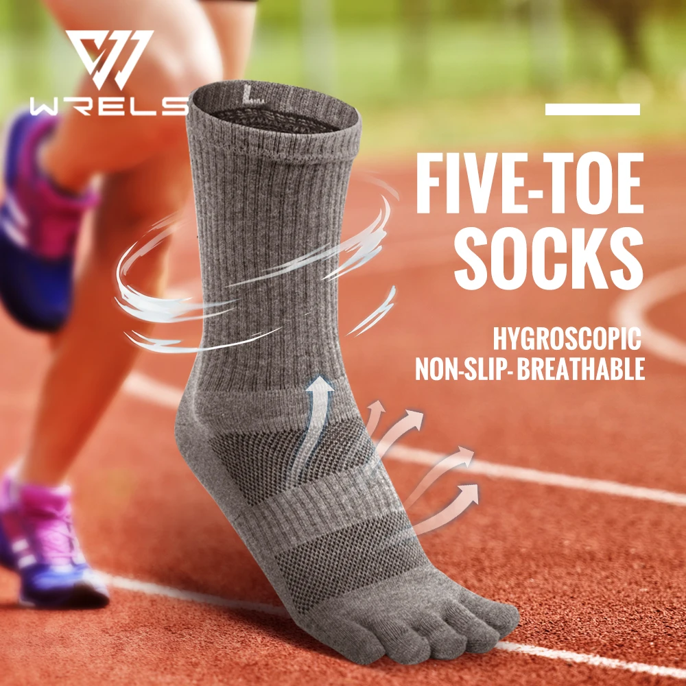 Sports Socks Fitness Sports Socks Sport Socks Cotton Socks WRELS Toe Socks Cotton Athletic Running Five Finger Socks Long Tube Outdoor Five Toe Shock For Trail Running Warking Ride