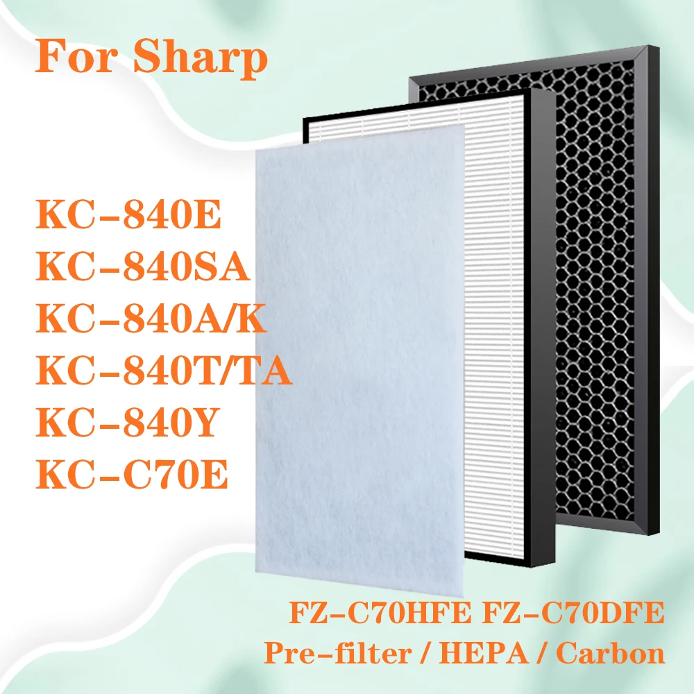 

Replacement For Sharp Air Purifier FZ-C70HFE FZ-C70DFE HEPA Activated Carbon Filter KC-840E KC-840SA KC-840A/K KC-840T KC-C70E
