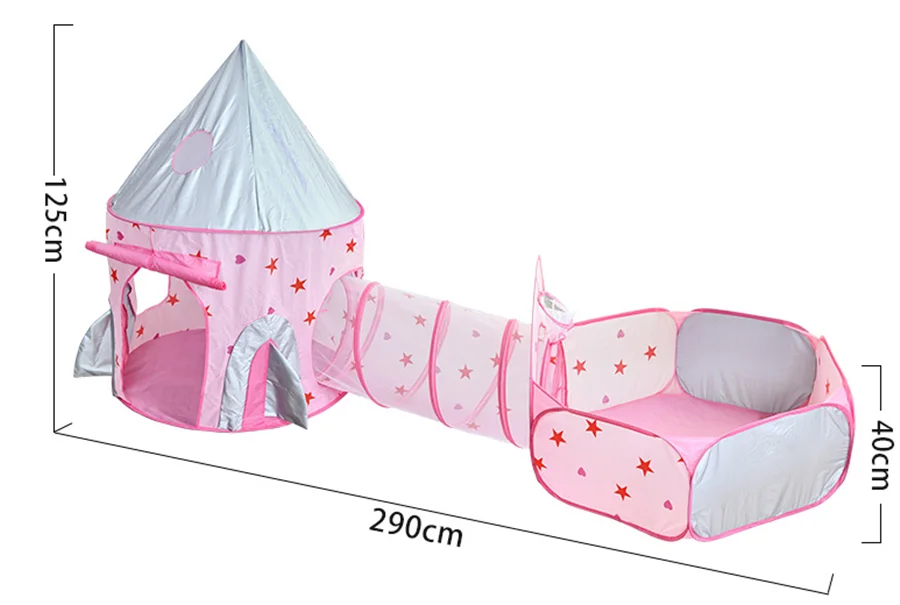 Description Picture 5 of item3 in 1 2Color Children Tent House Toy Ball Portable Tipi Interactive Pit Pool Kids Removable Indoor Outdoor Playhouse Gift Decor