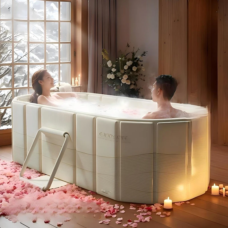 Side view of portable bath tub