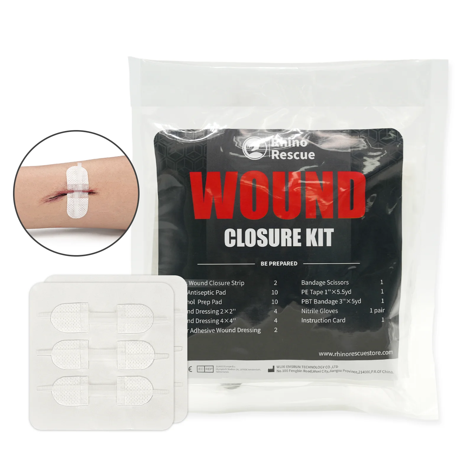Emergency Wound Closure Strip Kit Surgical Quality Laceration Repair Without Stitches Gauze Bandage Antiseptic Wipe first aid kit wound bandage medical wound dressing