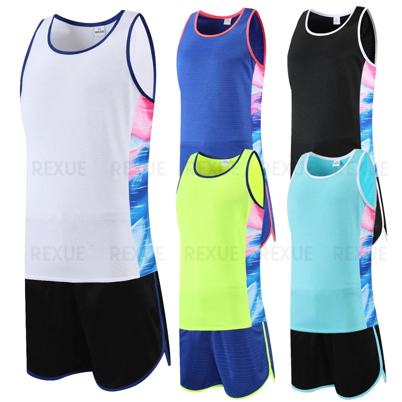 Men Running Sets Quick Dry Sprint Sports Jogging Uniform Vest Shorts Thin Marathon Outdoor Suits Outdoor Marathon Uniform