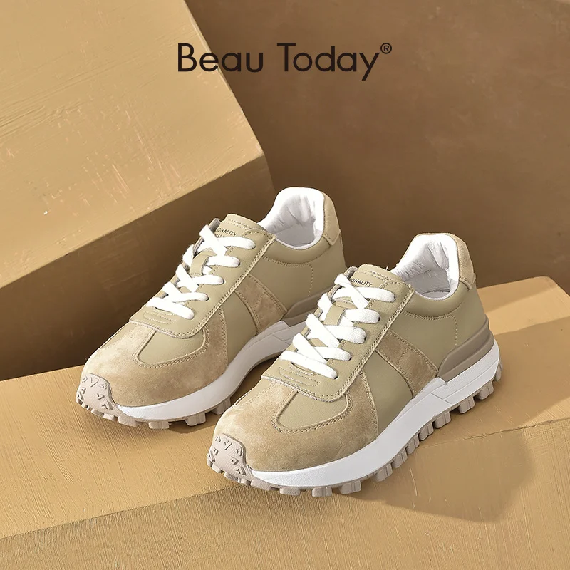 Brown Sneakers Women BEAU TODAY Womens Fashion Platform Sneakers
