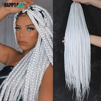 White Box Braids Crochet Hair 24 Inch Goddess 3X Box Braiding Hair Extensions Pre Looped #60 Synthetic Colored Braids for Women 1