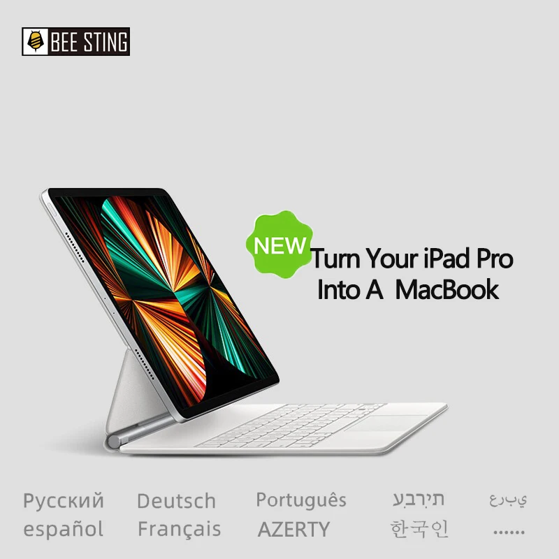 Custodia Per Tastiera Magica Doqo Per Ipad Pro 12.9 2021 2020 2018, Cover Per Tastiera Con Retroilluminazione Magnetica Con Trackpad Coreano Arabo Ebr