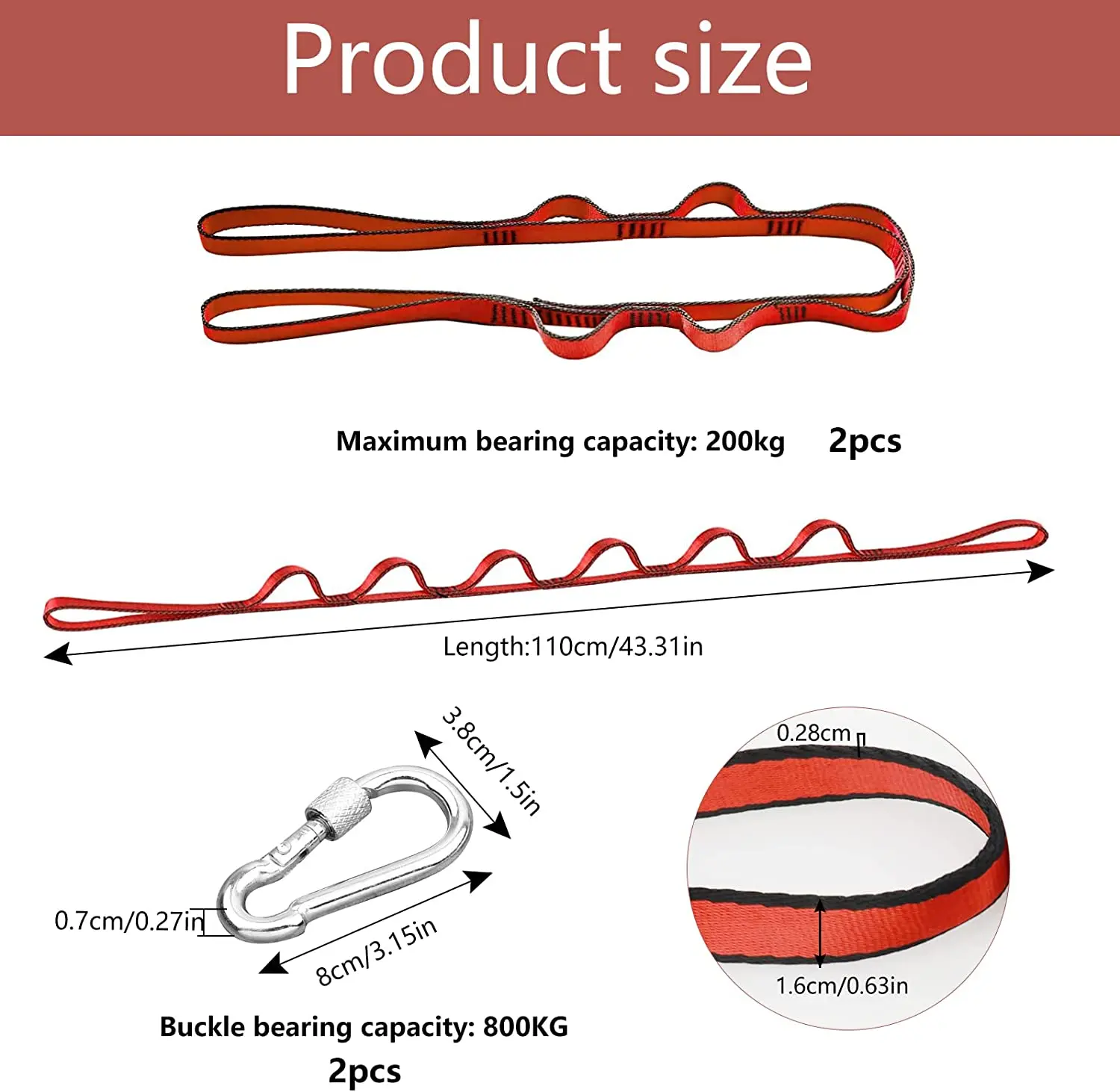 2 PCS Yoga Stretching Belt Daisy Chains Yoga Hammock Extension Straps 2 Screw Locking Carabiner Hooks