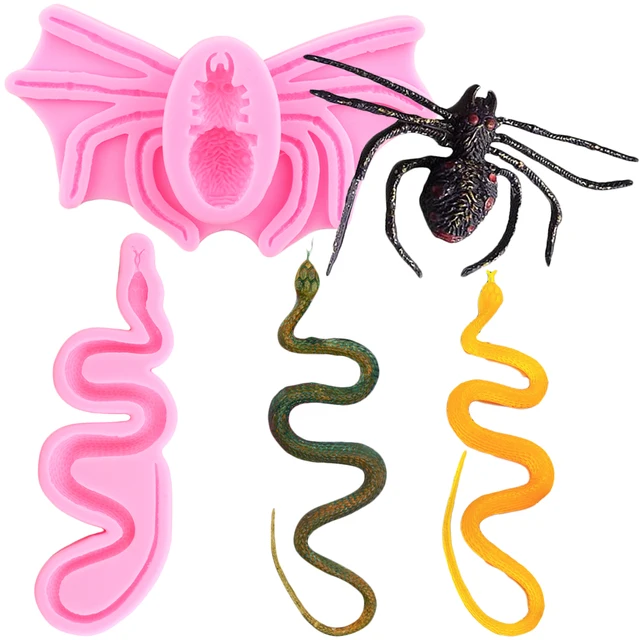 Halloween Pók Szilikon Formák Kígyó Fondant Penész Barkács Tréfa Állati Torta Díszítő Szerszám