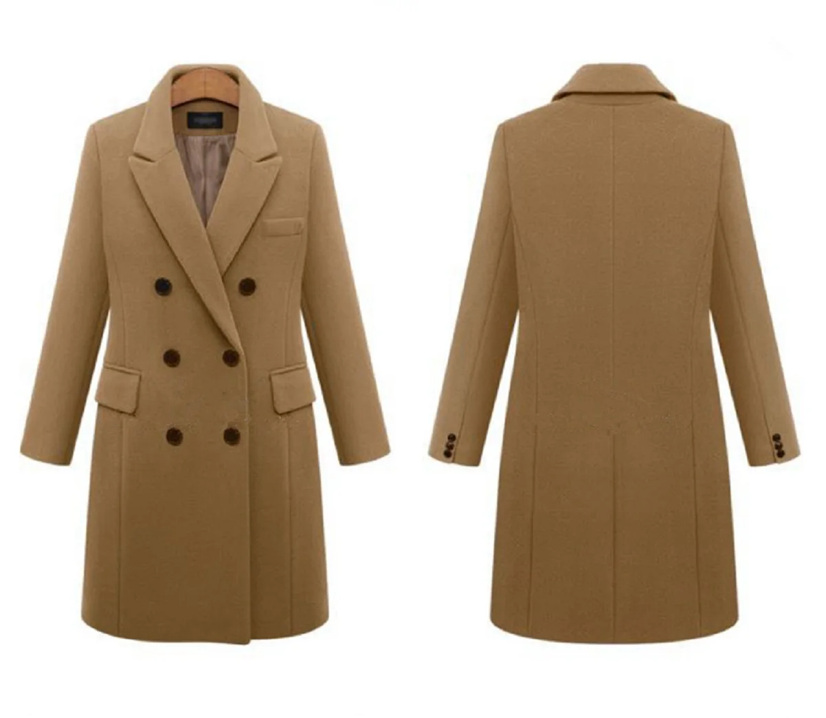 Women Trench Coat Autumn Winter Loose Ladies Long Trench Coat Jacket Causal Female Women Double-Breasted Woolen Outwear Coat Capes Plus Size