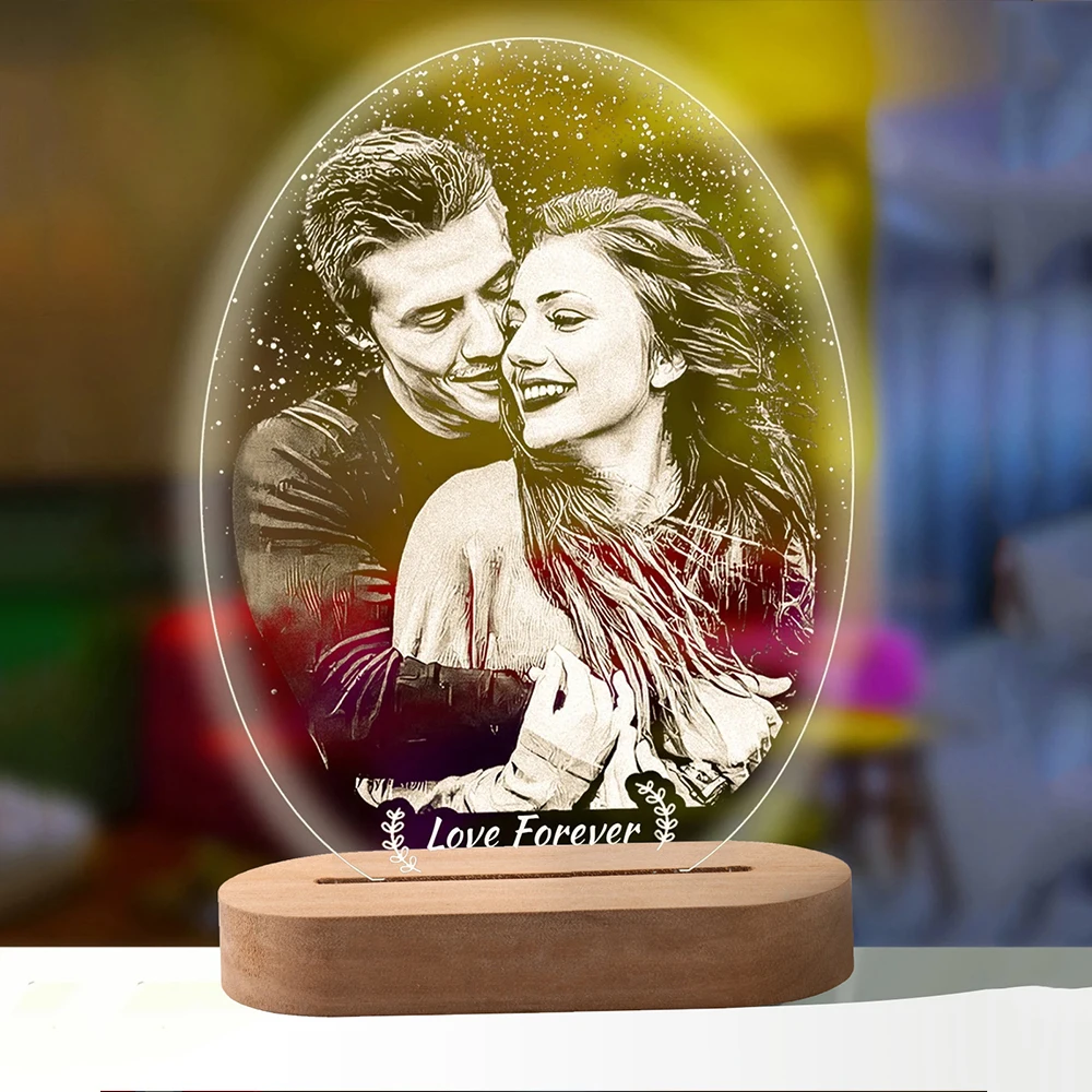 Custom Lovers Photo Frame Night Light Personalized Couple Gifts Unique Birthday Anniversary Valentine\'s Day Christmas Gifts