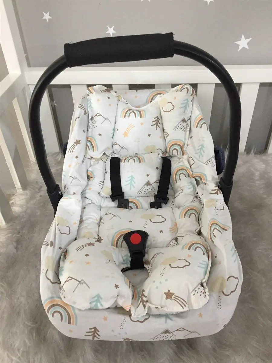 handmade-mountain-and-rainbow-patterned-stroller-cushion-baby-carriage-cushion