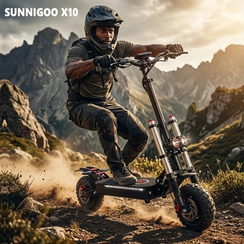SUNNIGOO X10 6000W Potente scooter elettrico fuoristrada per adulti 60V 38Ah 100 km Portata 11 ''Pneumatico Dual Mode Ammortizzatore idraulico