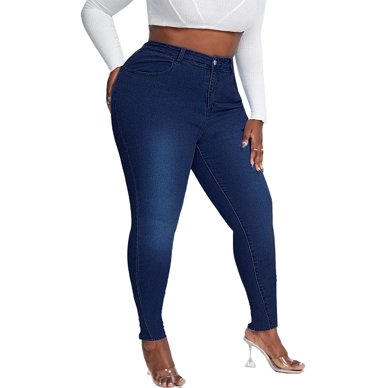 2023 New Women's High Waist Plus Size Jeans Fashion Stretch Skinny Denim Pencil Pants Casual Female Trousers XL-4XL Drop Ship images - 6