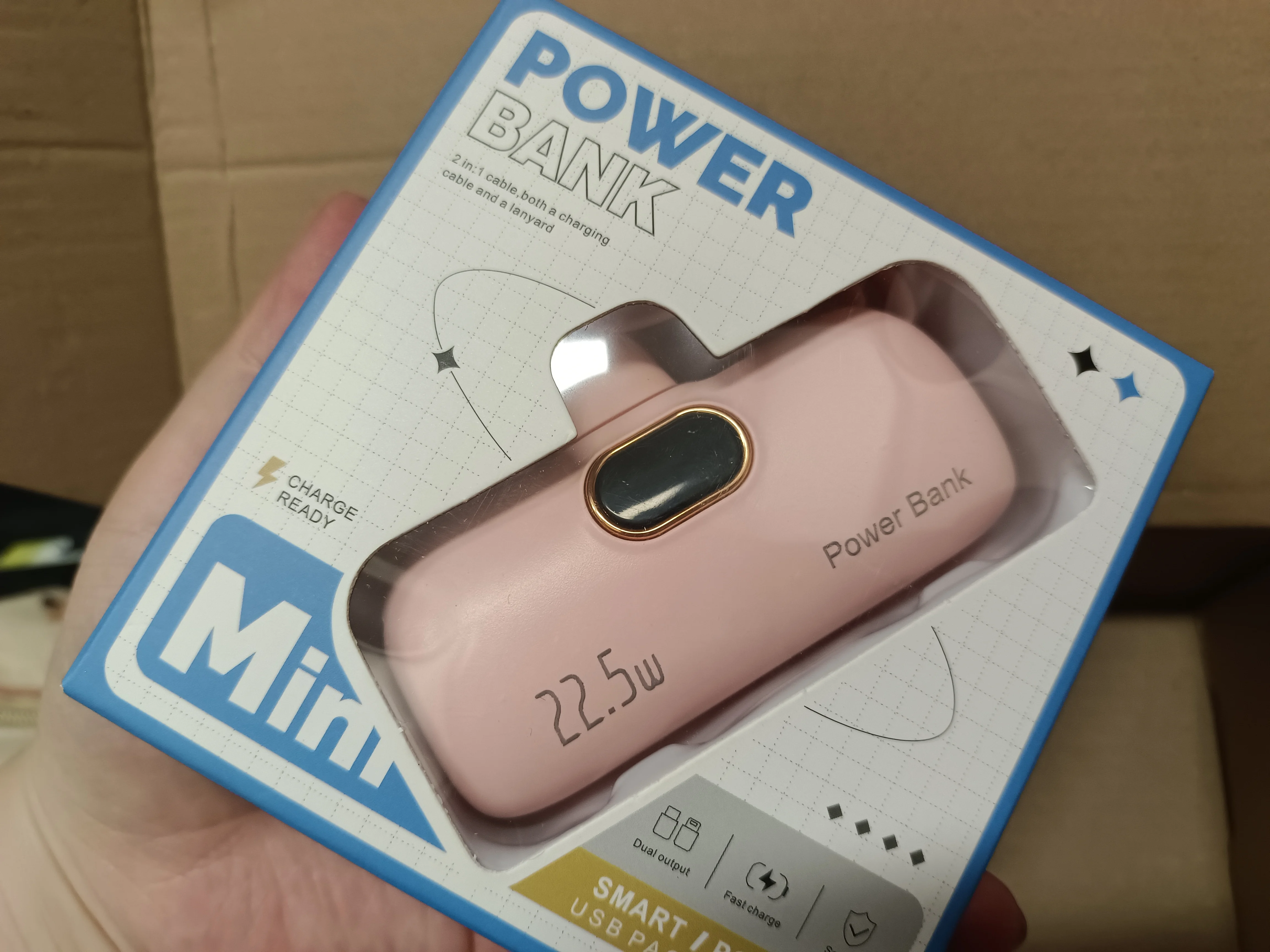 3000mAh Mini Capsule Power Bank with Lightning & Type C Plugs
