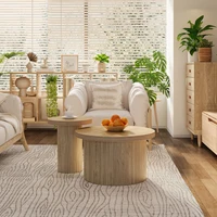 Anajqaqia Lot de 2 tables basses 66*66*40+40*40*46 cm, table ronde double, table d'appoint, table de salon multifonctionnelle 5