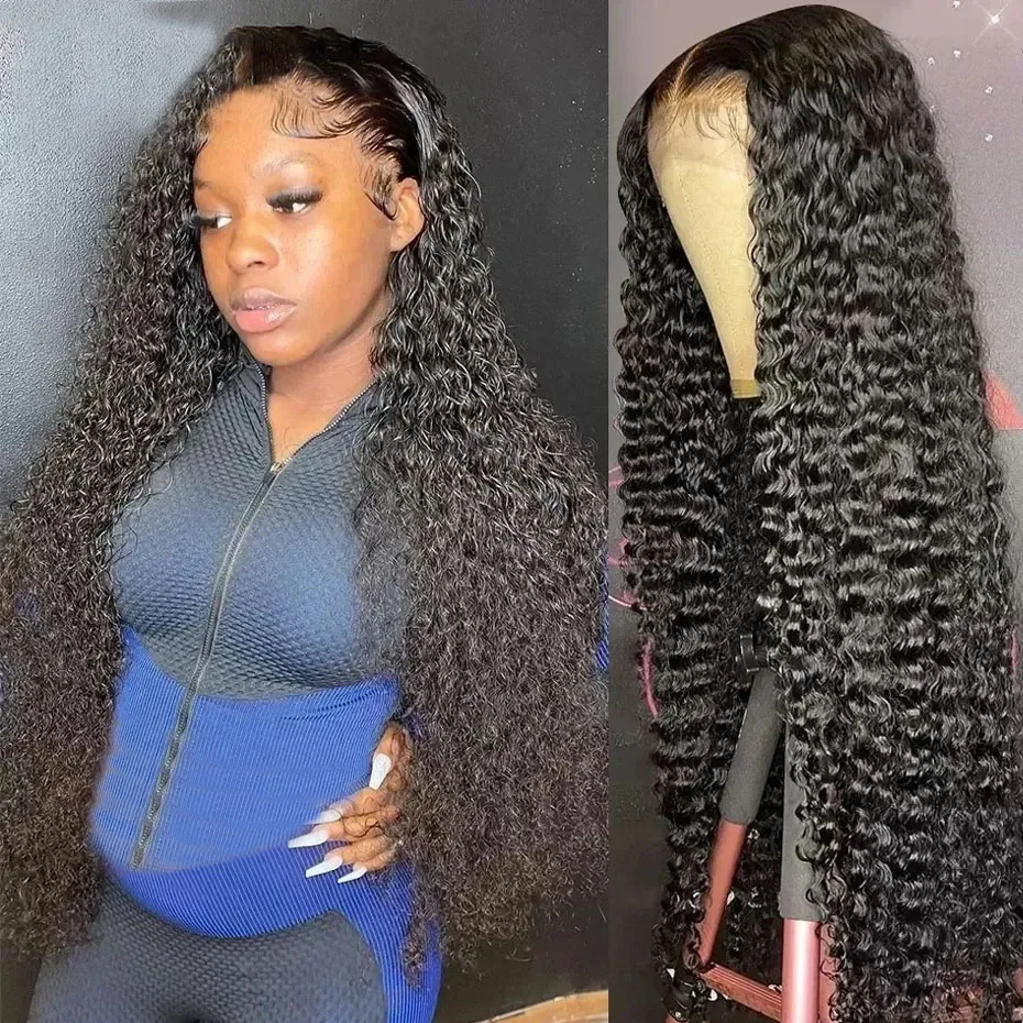 Deep Wave 13x4 Lace Front Human Hair Wig for Black Women Preplucked 4x4 lace Frontal Wig Brazilian Transparent Lace Closure