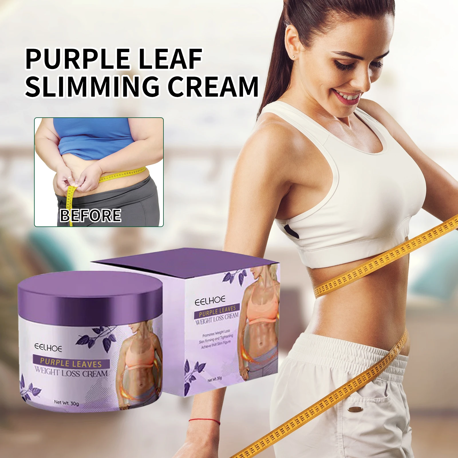 EELHOE Purple Leaves Weight Loss Cream Beauty Shaping Tightening Waist Skin Slimming Burning Fat Firming Slimming Body Cream