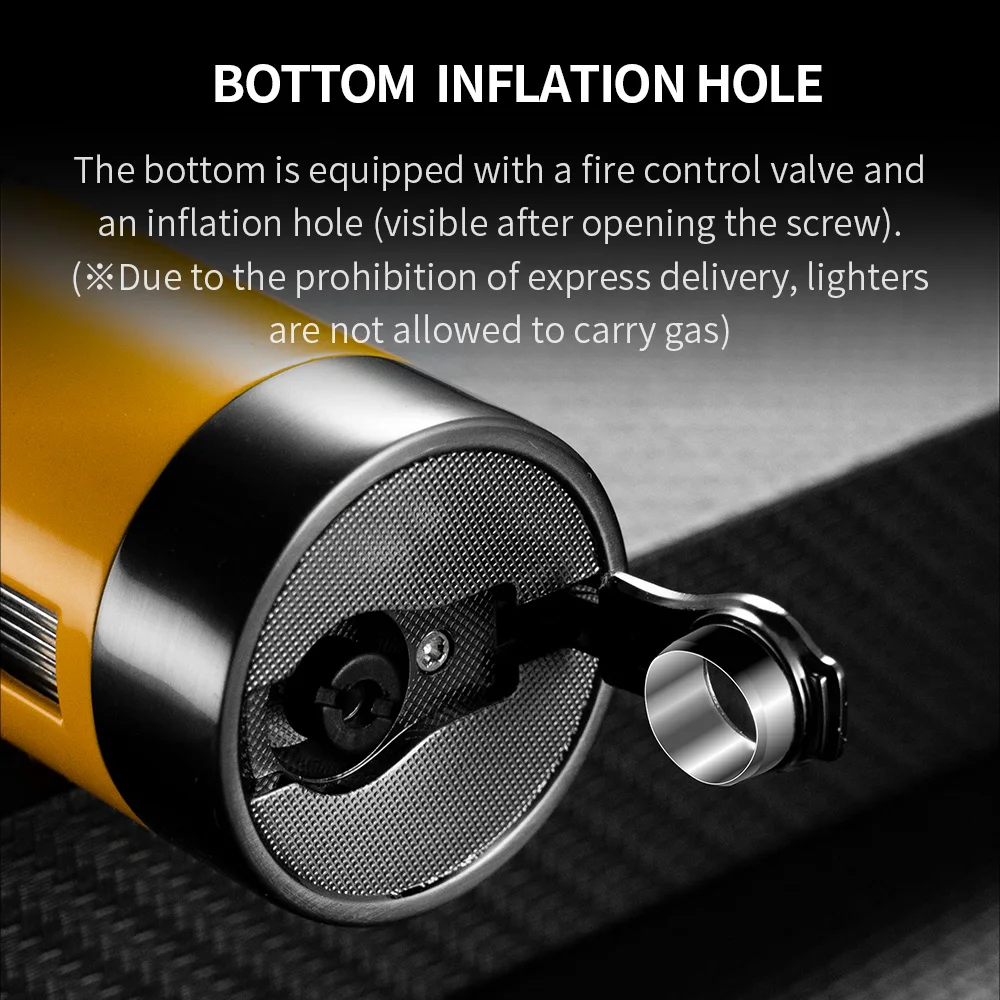 Cigar Lighter Built In Puncher Windproof Cigar Lighter Holder Butane 3 Torch Jet Flame Smoking Accessories With Gift Box