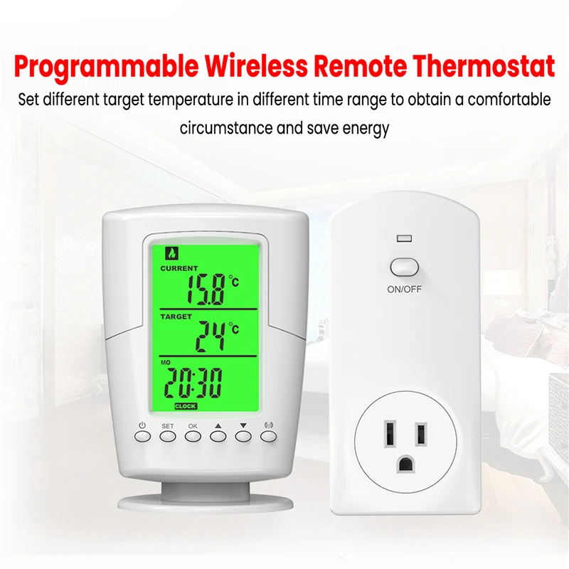 A3edf0c7b2be84a12adb6b706edc01c78O Smart Wireless Remote Control Thermostat Socket Heating Cooling Program Temperature Controller With LCD Display EU Plug