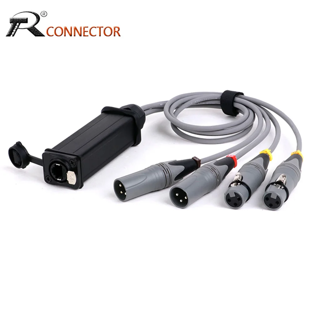 Wasserdicht rj45 cat5/6 mit abgeschirmt auf 4 Kanal 3pin 2 männlich 2 weiblich xlr extender multi netzwerk empfänger breakout audio kabel